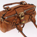 Chloe Paddington Hand Bag Leather Brown Gold Silver Auth 212505A-8