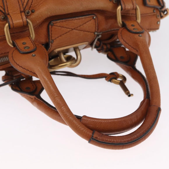 Chloe Paddington Hand Bag Leather Brown Gold Silver Auth 212505A