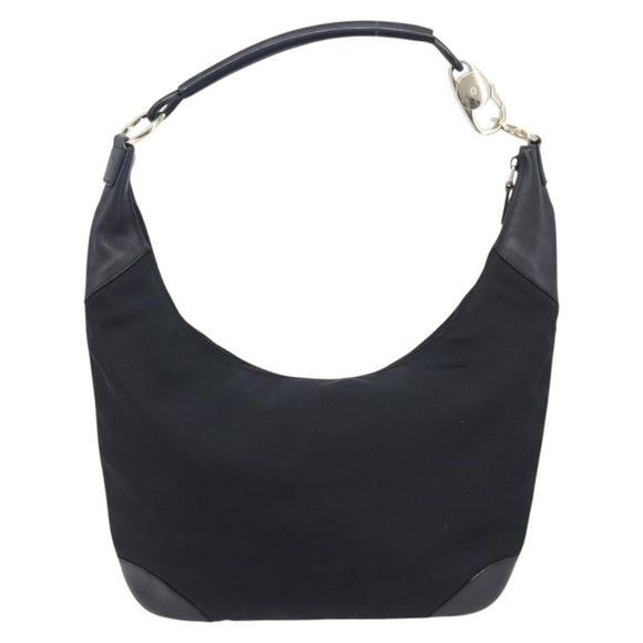 GUCCI Shoulder Bag Nylon Black Gold 001 4157 Auth 212507