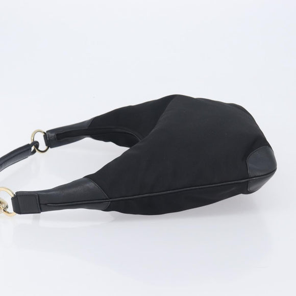GUCCI Shoulder Bag Nylon Black Gold 001 4157 Auth 212507