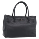 CHANEL 2.55 Executive Tote Bag Leather Black Silver CC Auth 212508SAV-1