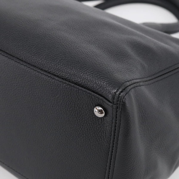 CHANEL 2.55 Executive Tote Bag Leather Black Silver CC Auth 212508SAV