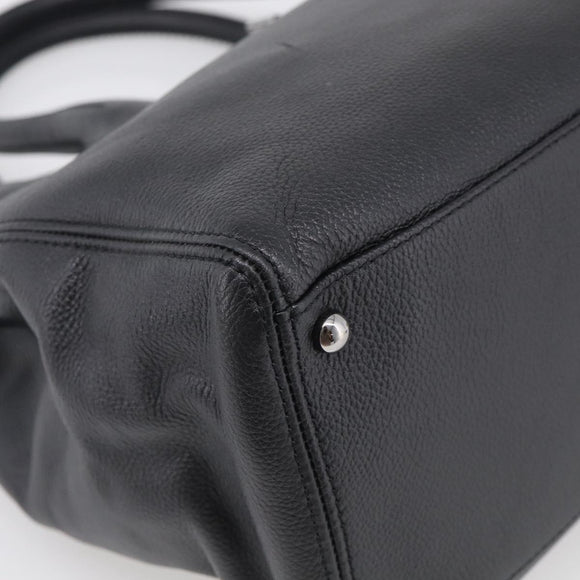 CHANEL 2.55 Executive Tote Bag Leather Black Silver CC Auth 212508SAV