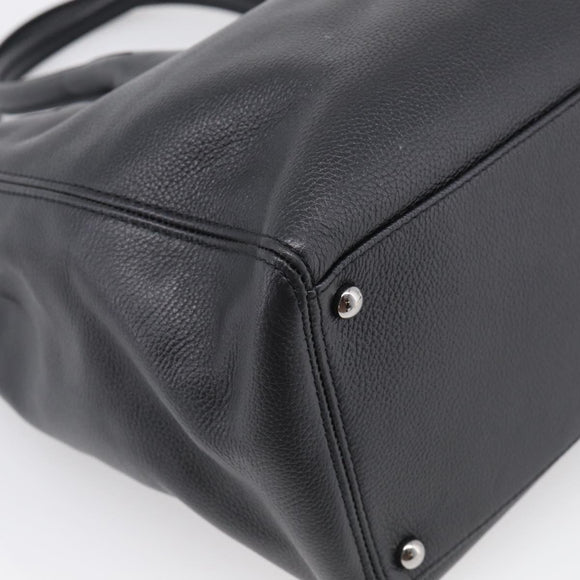 CHANEL 2.55 Executive Tote Bag Leather Black Silver CC Auth 212508SAV