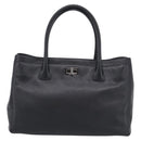 CHANEL 2.55 Executive Tote Bag Leather Black Silver CC Auth 212508SAV-2