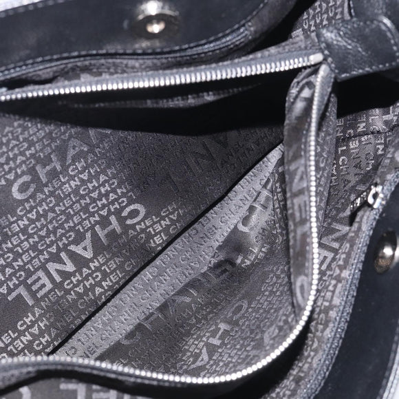 CHANEL 2.55 Executive Tote Bag Leather Black Silver CC Auth 212508SAV