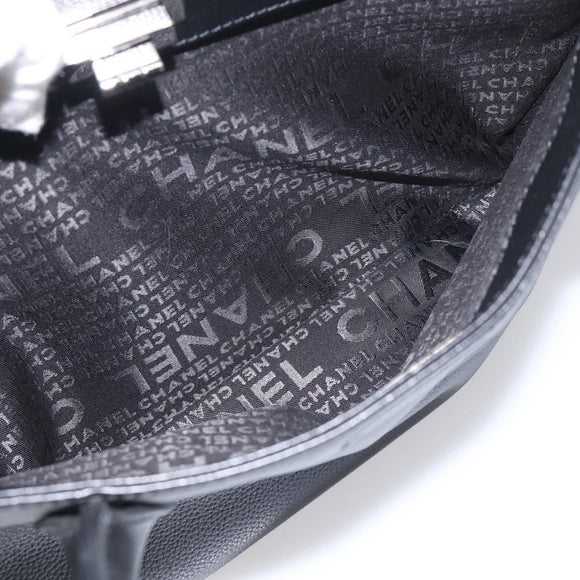 CHANEL 2.55 Executive Tote Bag Leather Black Silver CC Auth 212508SAV