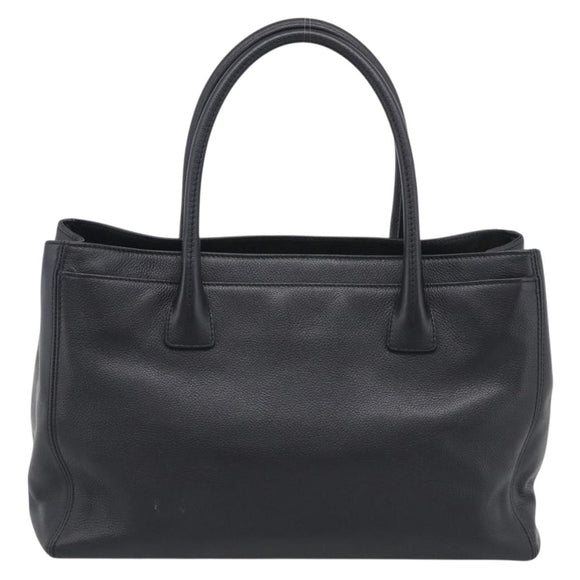 CHANEL 2.55 Executive Tote Bag Leather Black Silver CC Auth 212508SAV
