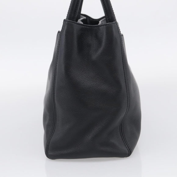 CHANEL 2.55 Executive Tote Bag Leather Black Silver CC Auth 212508SAV