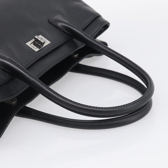 CHANEL 2.55 Executive Tote Bag Leather Black Silver CC Auth 212508SAV