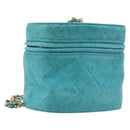 CHANEL Matelasse Vanity Shoulder Bag Lamb Skin Blue Gold CC Auth 212509-1