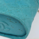 CHANEL Matelasse Vanity Shoulder Bag Lamb Skin Blue Gold CC Auth 212509-12