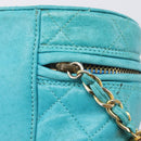 CHANEL Matelasse Vanity Shoulder Bag Lamb Skin Blue Gold CC Auth 212509-18