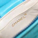 CHANEL Matelasse Vanity Shoulder Bag Lamb Skin Blue Gold CC Auth 212509-20