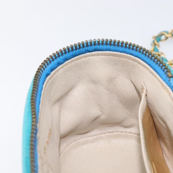 CHANEL Matelasse Vanity Shoulder Bag Lamb Skin Blue Gold CC Auth 212509
