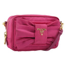 PRADA Shoulder Bag Nylon Pink Gold Auth 212510A-1