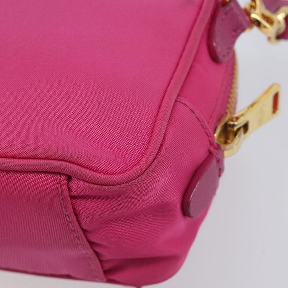 PRADA Shoulder Bag Nylon Pink Gold Auth 212510A
