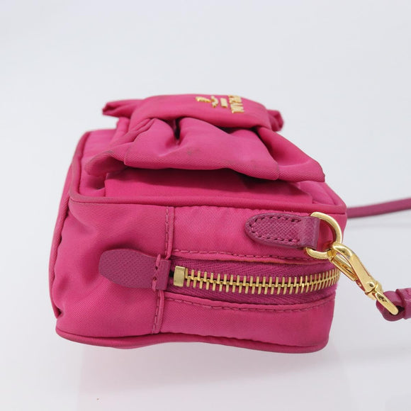 PRADA Shoulder Bag Nylon Pink Gold Auth 212510A