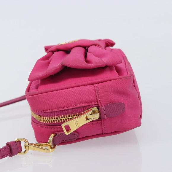 PRADA Shoulder Bag Nylon Pink Gold Auth 212510A