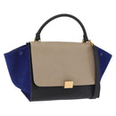 CELINE Trapeze Hand Bag Leather 2way Beige Gold Auth 212511V-1