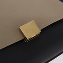 CELINE Trapeze Hand Bag Leather 2way Beige Gold Auth 212511V-17