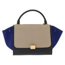 CELINE Trapeze Hand Bag Leather 2way Beige Gold Auth 212511V-2