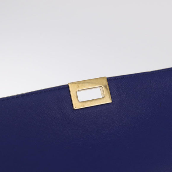 CELINE Trapeze Hand Bag Leather 2way Beige Gold Auth 212511V