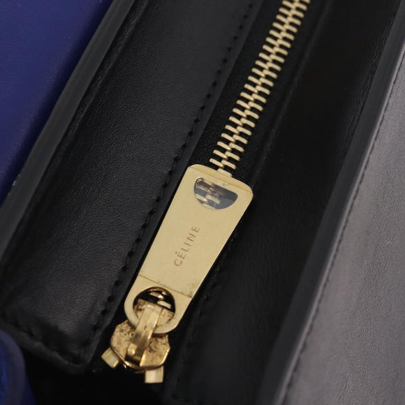 CELINE Trapeze Hand Bag Leather 2way Beige Gold Auth 212511V