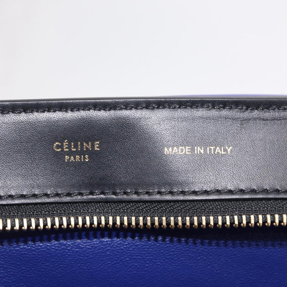 CELINE Trapeze Hand Bag Leather 2way Beige Gold Auth 212511V
