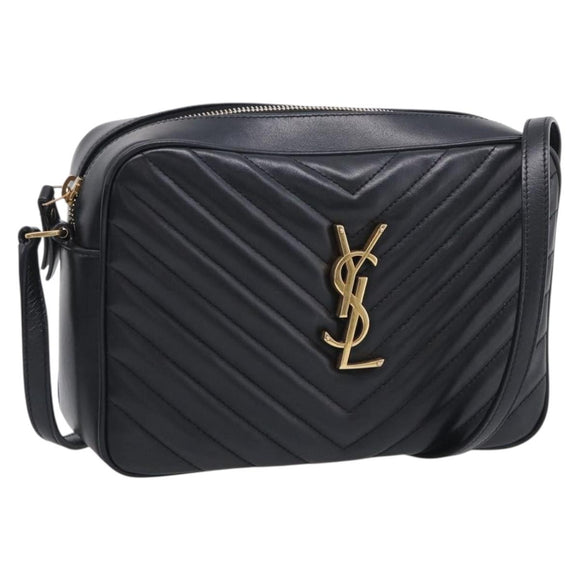 Saint Laurent Shoulder Bag Leather Black Gold Auth 212513SAM