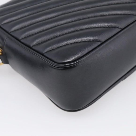 Saint Laurent Shoulder Bag Leather Black Gold Auth 212513SAM
