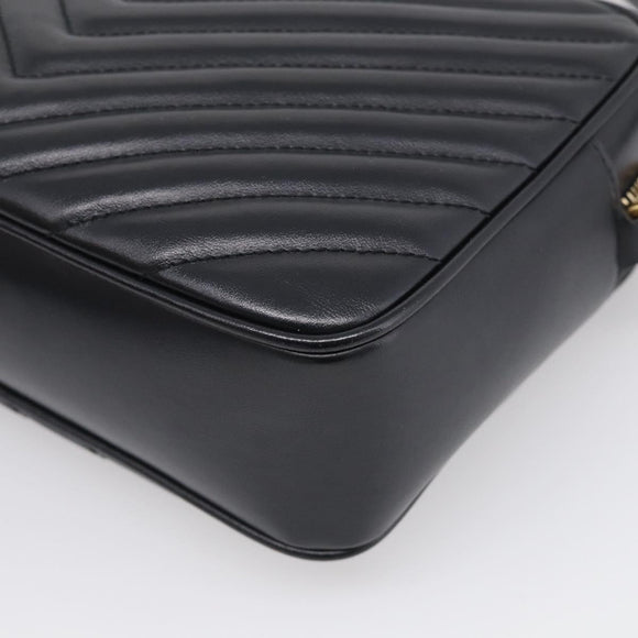 Saint Laurent Shoulder Bag Leather Black Gold Auth 212513SAM