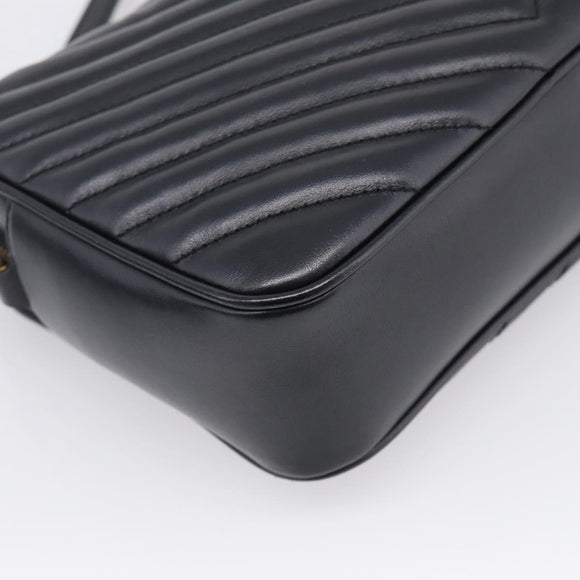 Saint Laurent Shoulder Bag Leather Black Gold Auth 212513SAM