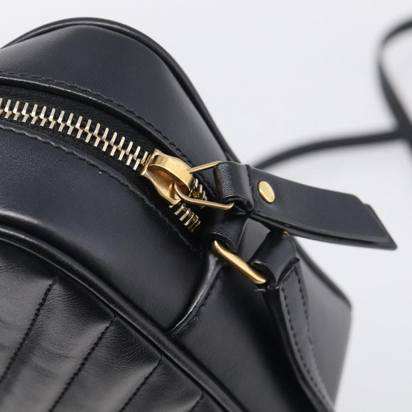 Saint Laurent Shoulder Bag Leather Black Gold Auth 212513SAM