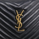 Saint Laurent Shoulder Bag Leather Black Gold Auth 212513SAM-15