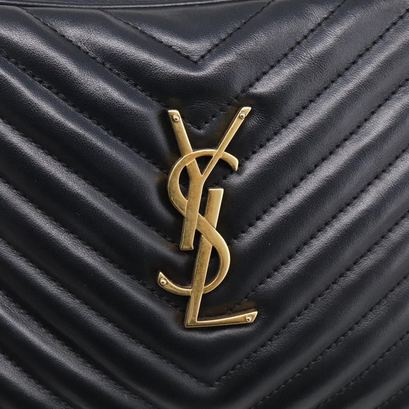 Saint Laurent Shoulder Bag Leather Black Gold Auth 212513SAM