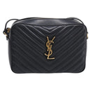 Saint Laurent Shoulder Bag Leather Black Gold Auth 212513SAM-2