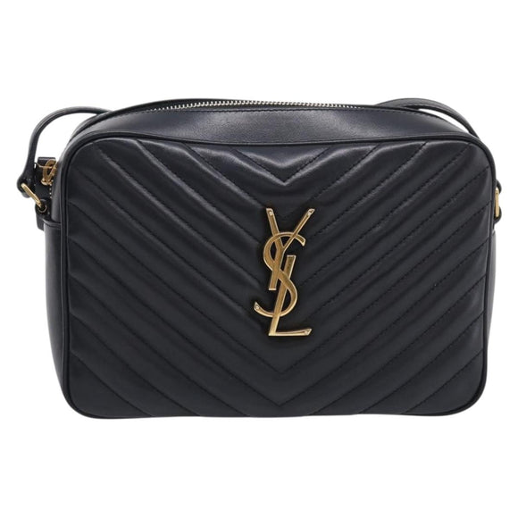 Saint Laurent Shoulder Bag Leather Black Gold Auth 212513SAM