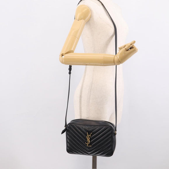 Saint Laurent Shoulder Bag Leather Black Gold Auth 212513SAM