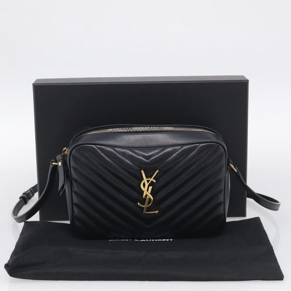 Saint Laurent Shoulder Bag Leather Black Gold Auth 212513SAM