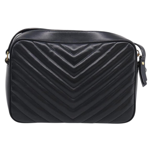 Saint Laurent Shoulder Bag Leather Black Gold Auth 212513SAM