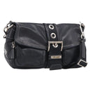 PRADA Shoulder Bag Leather Black Silver Auth 212515A-1