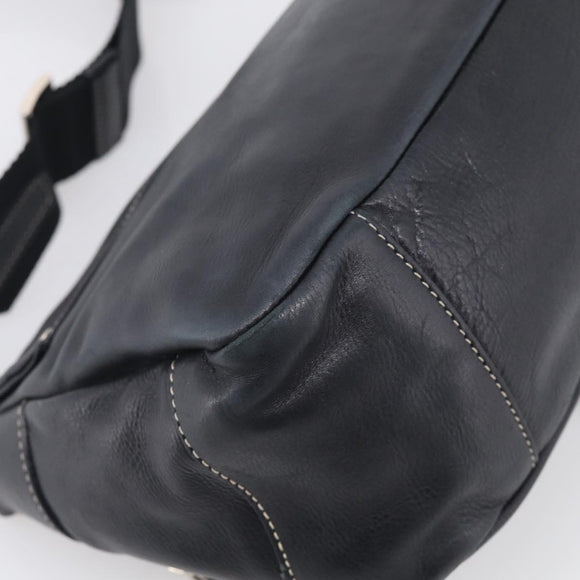 PRADA Shoulder Bag Leather Black Silver Auth 212515A
