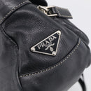 PRADA Shoulder Bag Leather Black Silver Auth 212515A-14