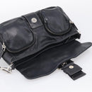 PRADA Shoulder Bag Leather Black Silver Auth 212515A-17