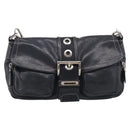 PRADA Shoulder Bag Leather Black Silver Auth 212515A-2