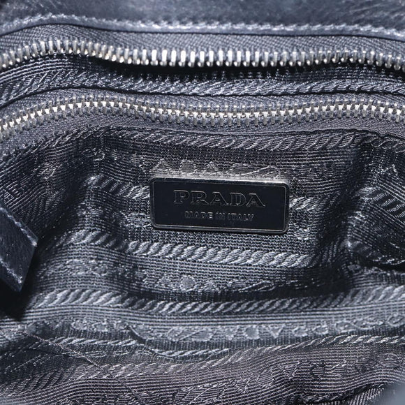 PRADA Shoulder Bag Leather Black Silver Auth 212515A