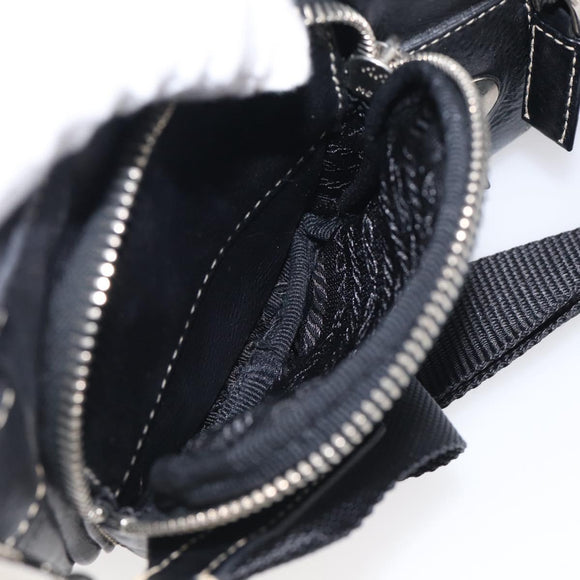PRADA Shoulder Bag Leather Black Silver Auth 212515A