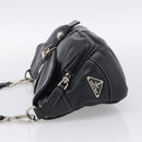 PRADA Shoulder Bag Leather Black Silver Auth 212515A-4