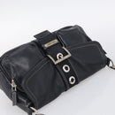 PRADA Shoulder Bag Leather Black Silver Auth 212515A-6